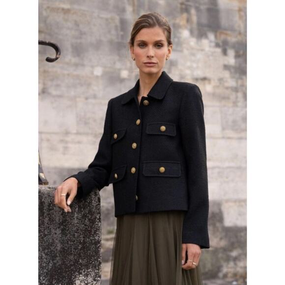 J. Crew Women's Isabelle Lady Jacket Long Sleeve in Tweed Black Size 00 NWT